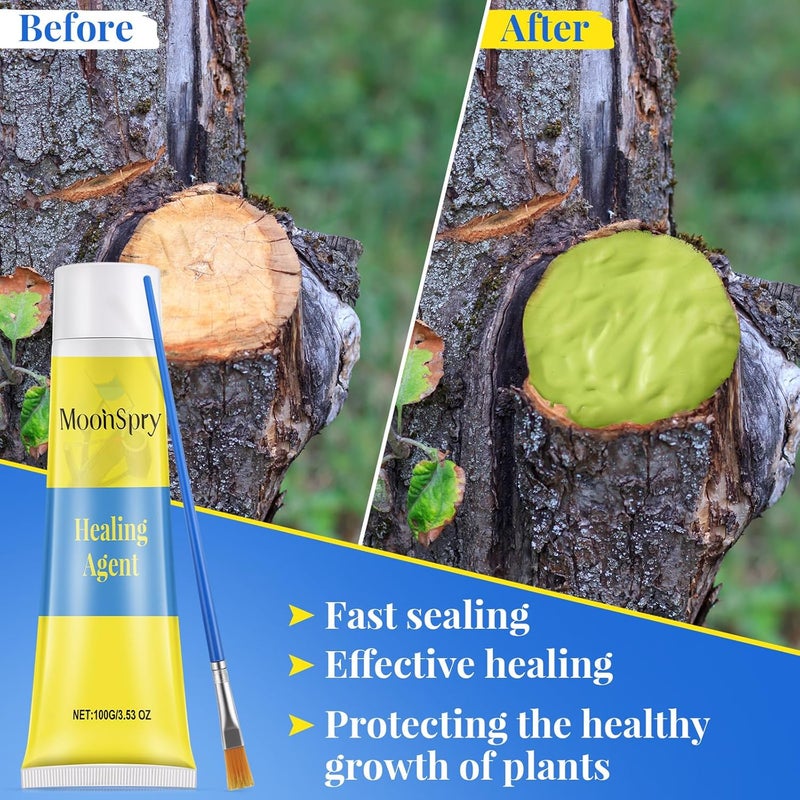 Threlaco Tree Wound Pruning Sealer, Bonsai Wound Sealer Healing Paste, 100g Plant Cutting Dressing with Brush, Tree Grafting Supplies, Bonsai Cut Paste, Quick Recovery of Plants - Image 3